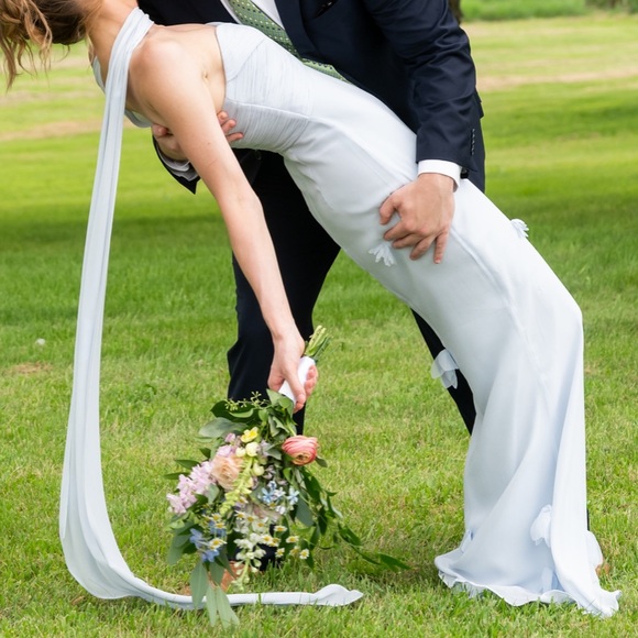 Self Portrait Georgette blue gown - Picture 3 of 3